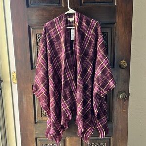 LOFT Outlet Plaid Fringe Wrap